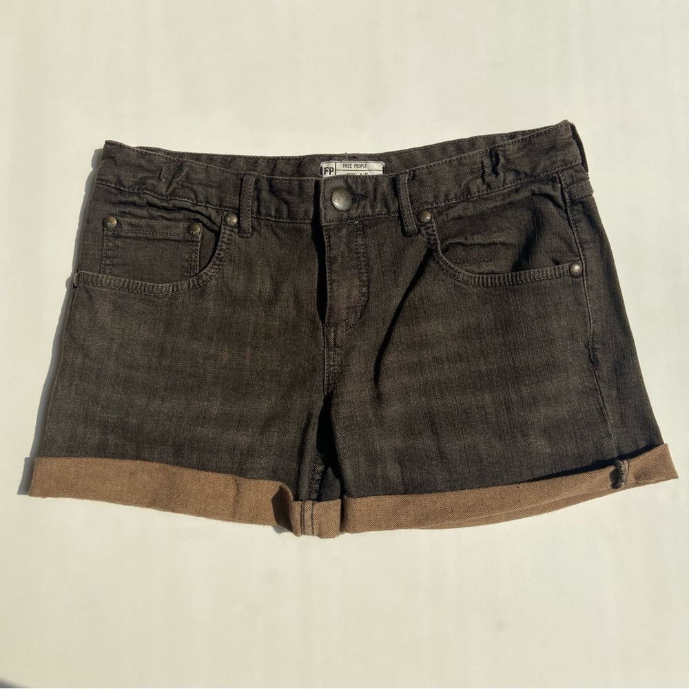 Free People black and brown denim shorts